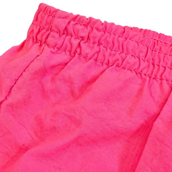 80s Mens Neon Pink Swim Trunks REALLY SHORT Liner Stretched Sz L 36 to 41" Waist - Picture 3 of 8